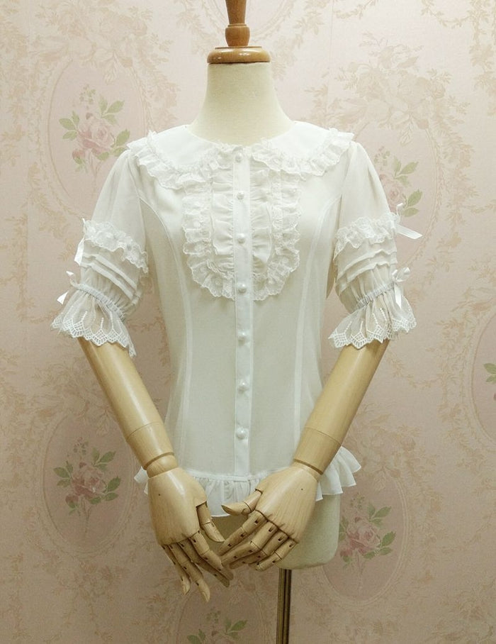 Peter Pan Collar Ruffle Blouse - Lolita Collective