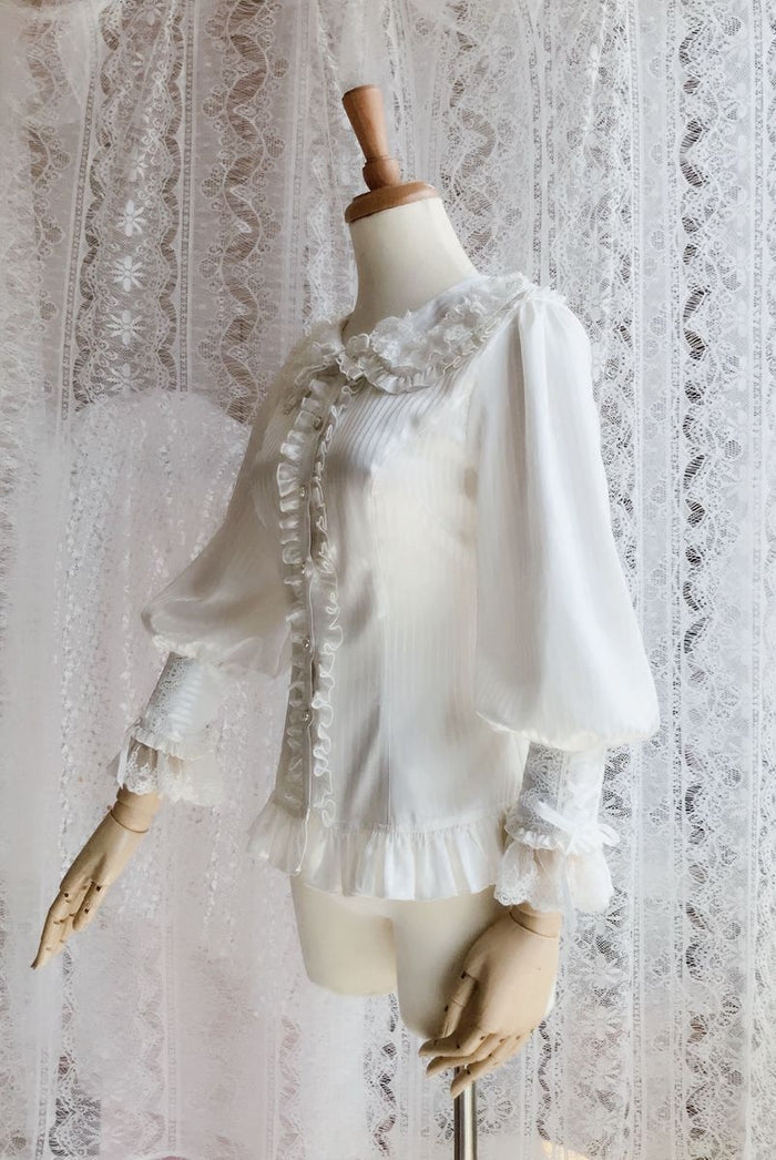 Peter Pan Collar Striped Long Sleeve Blouse