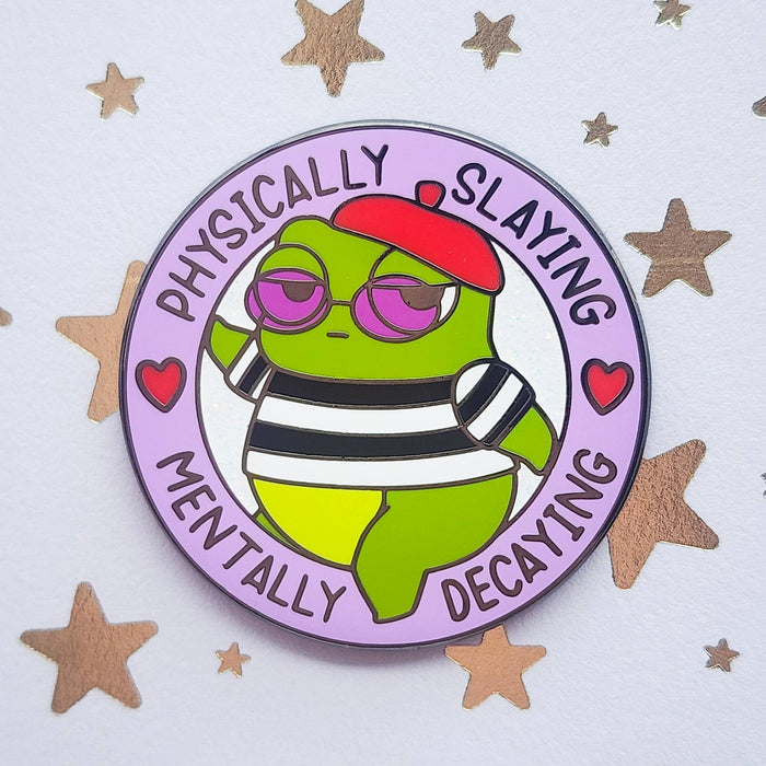 Physically Slaying Frog Enamel Pin