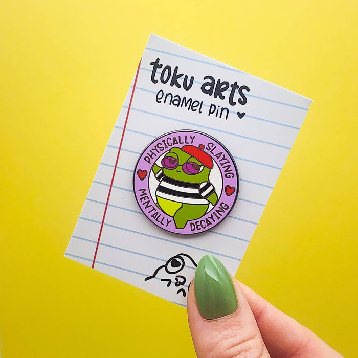 Physically Slaying Frog Enamel Pin