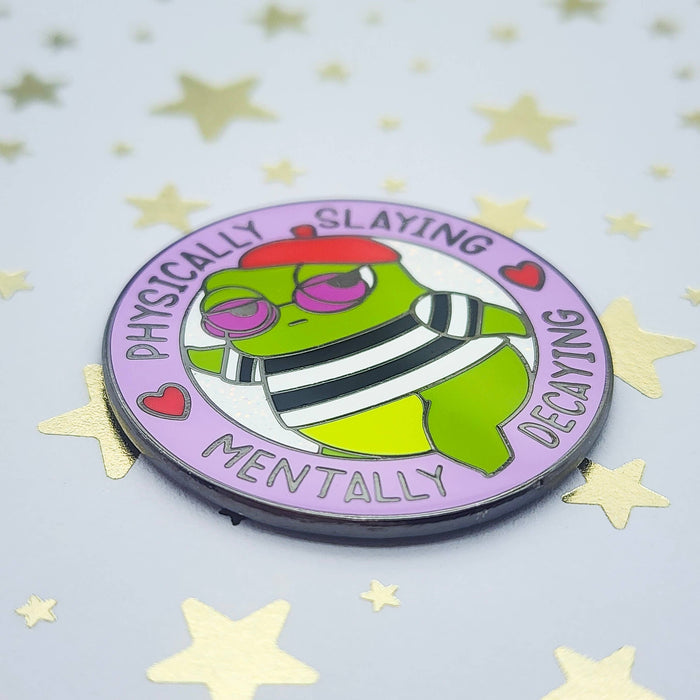Physically Slaying Frog Enamel Pin