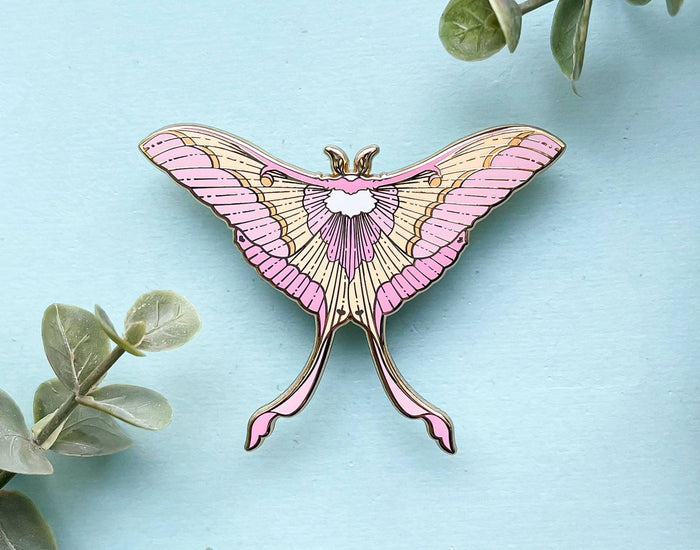 Pink Spirit Moth (Actias rhodopneuma) Enamel Pin