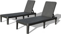 Pool Lounge Chairs Set of 2, Outdoor Lounge Chairs with 6 Positions Backrest Adjustable, Resin Waterproof Chaise Lounge Outdoor for Poolside Patio Garden Deck
