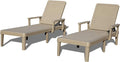 Pool Lounge Chairs Set of 2, Outdoor Lounge Chairs with 6 Positions Backrest Adjustable Armrest, Resin Waterproof Chaise Lounge Outdoor for Poolside Patio