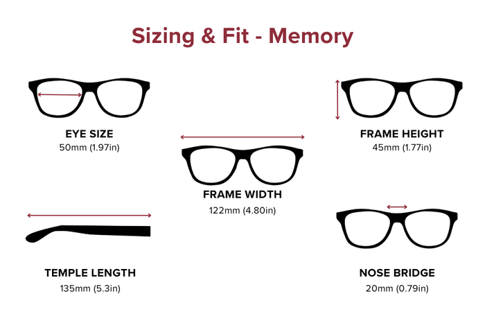 DebSpecs Large-size eyewear fit guide Memory