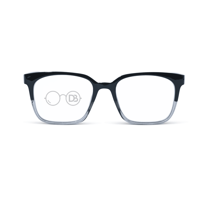 DebSpecs Progressive Multi Focal Rectangle Reader Black and Clear front view eyewear
