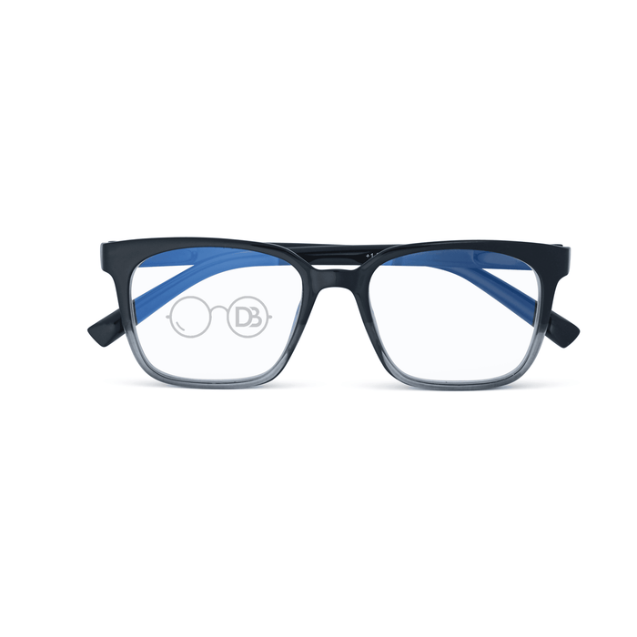 DebSpecs Progressive Multi Focal Rectangle Reader Black and Clear front folded view eyewear