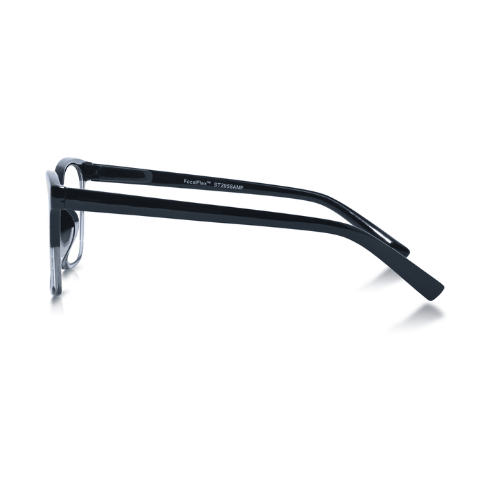 DebSpecs Progressive Multi Focal Rectangle Reader Black and Clear side view eyewear