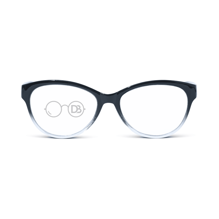 DebSpecs Progressive multi focal round reader papre2723cl Black and Clear front view eyewear