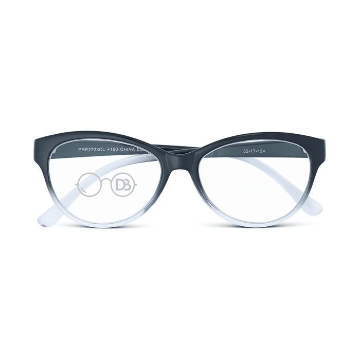 DebSpecs Progressive multi focal round reader papre2723cl Black and Clear front folded view eyewear