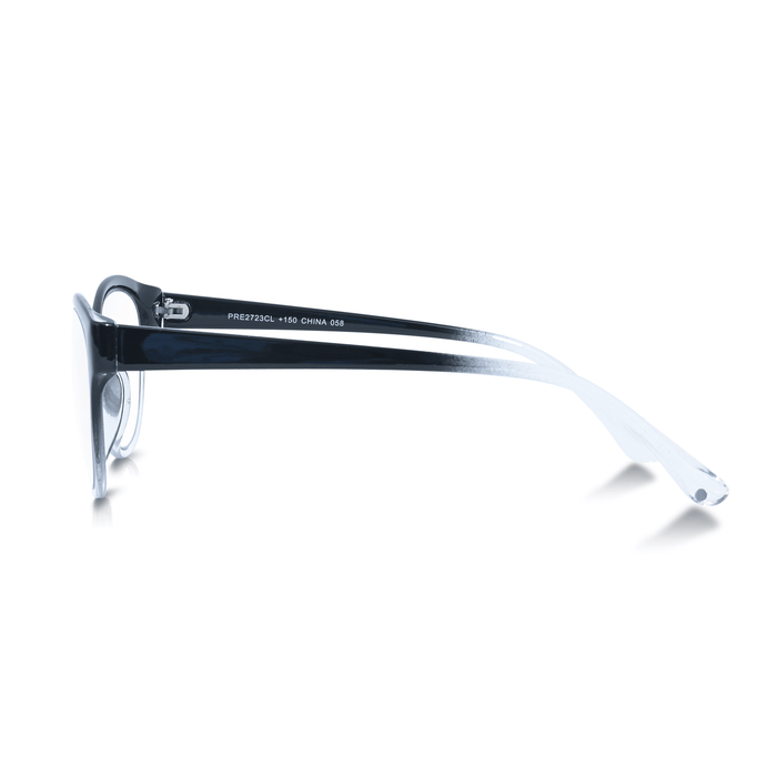 DebSpecs Progressive multi focal round reader papre2723cl Black and Clear side view eyewear