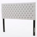Queen Size Headboard with Button Tufting, Light Grey