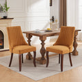 Rayon Cloth Flocking Linen Dining Chairs Channel Kitchen Dinner Chair Comfy Fabric Upholstered Accent Chair for Dining Room with Curved Solid Wood Legs,Set of 2 (Gold), SW1847GL
