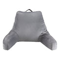 Reading Pillow, Standard Size Bed Pillow with Shredded Memory Foam, Back Pillow with 3 Pockets and Washable Short Velvet Cloth, Top with Handle, for Watching TV, Reading, Gaming, Resting, Grey