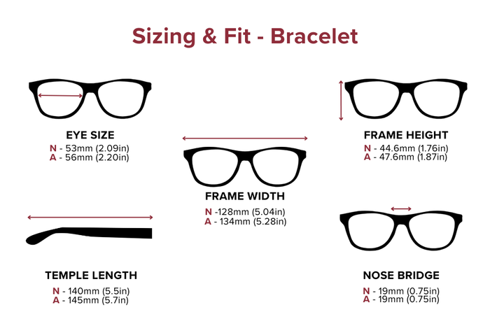 DebSpecs Large-size eyewear fit guide Bracelet