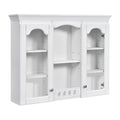 Retro White Wall-Mounted Medicine Cabinet with 2 Glass Doors, Adjustable Shelves, MDF and Solid Wood Frame, 35.27''W x 28''H x 7.83''D