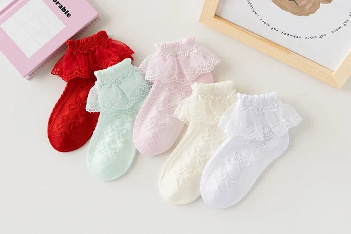 Ribbon Ruffle Ankle Socks
