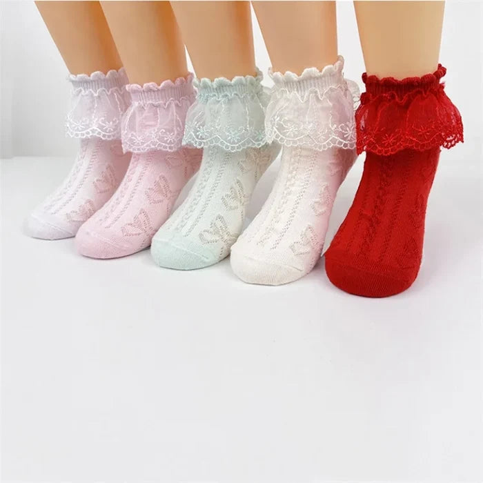 Ribbon Ruffle Ankle Socks