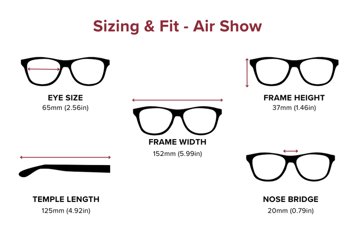 DebSpecs Large-size eyewear fit guide Air Show