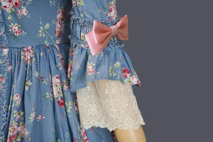 Rippling Blossom Rococo Robe Onepiece in Blue