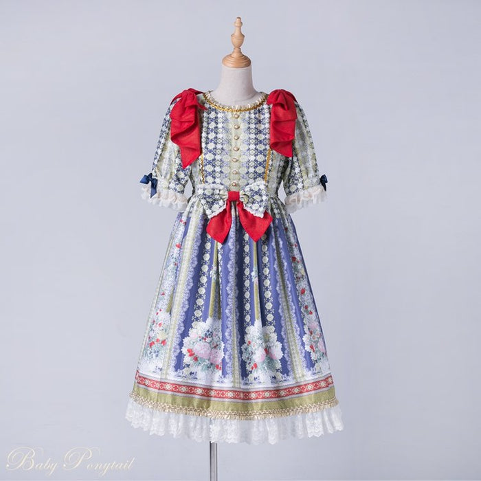 Rococo Bouquet Onepiece in Navy Blue - Lolita Collective