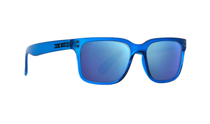 A pair of Romeo sunglasses with blue mirrored lenses with blue frame