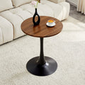 Round Dining Table, 23.6' Circle Tulip Table with Thickened Tabletop & Metal Pedestal, Mid Century Modern Bistro Table for Kitchen, Small Places, Living Room, Cafe (Faux Walnut)