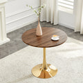 Round Dining Table, 31.5' Circle Tulip Table with Thickened Tabletop & Metal Pedestal, Mid Century Modern Bistro Table for Kitchen, Small Places, Living Room, Cafe (Faux Walnut)