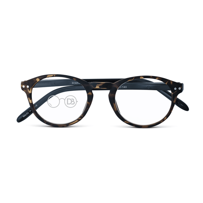 DebSpecs Reading Glasses oc305 Tortoise Black Stem front folded view