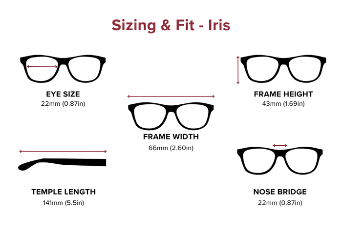 DebSpecs Large-size eyewear fit guide Iris