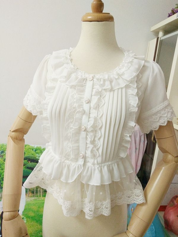Ruffled Cropped Blouse - Lolita Collective