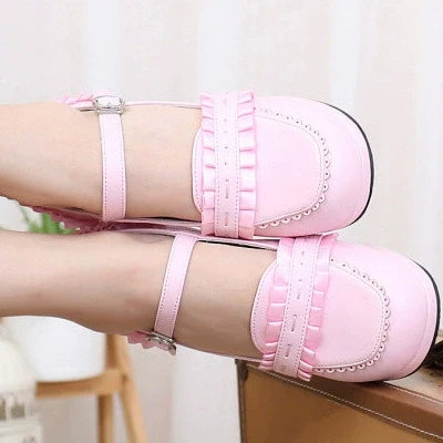 Ruffled Ribbon Platform Heels