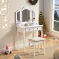 Sanlo Wooden Vanity Make Up Table and Stool Set, White
