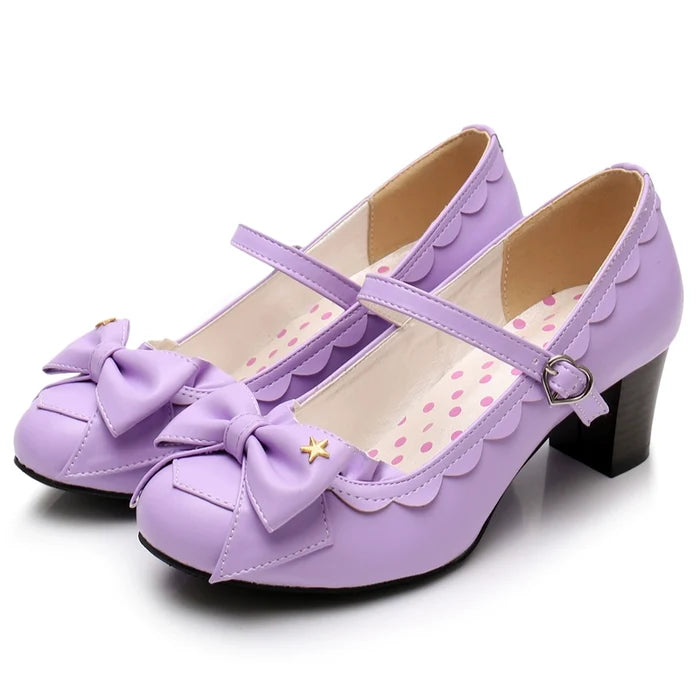 Scallop Edge Bow Knot Heels