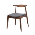 Set of 2 Retro Rubberwood Dining Chairs with Ergonomic Backrest & Comfort Cushions in Walnut and Charcoal, Solid Wood Frame with High-Density Foam Seats