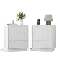 (Set of 2)End Table with Fast USB C Charging Station, Sofa Side Table with 3Drawers, Large Storage Modern Wood Storage Cabinet for Living Room,Bedroom,Office, White