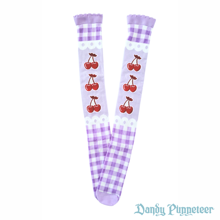 SFS! Cherry Gingham Over Knee Socks