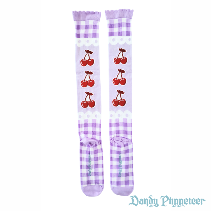 SFS! Cherry Gingham Over Knee Socks