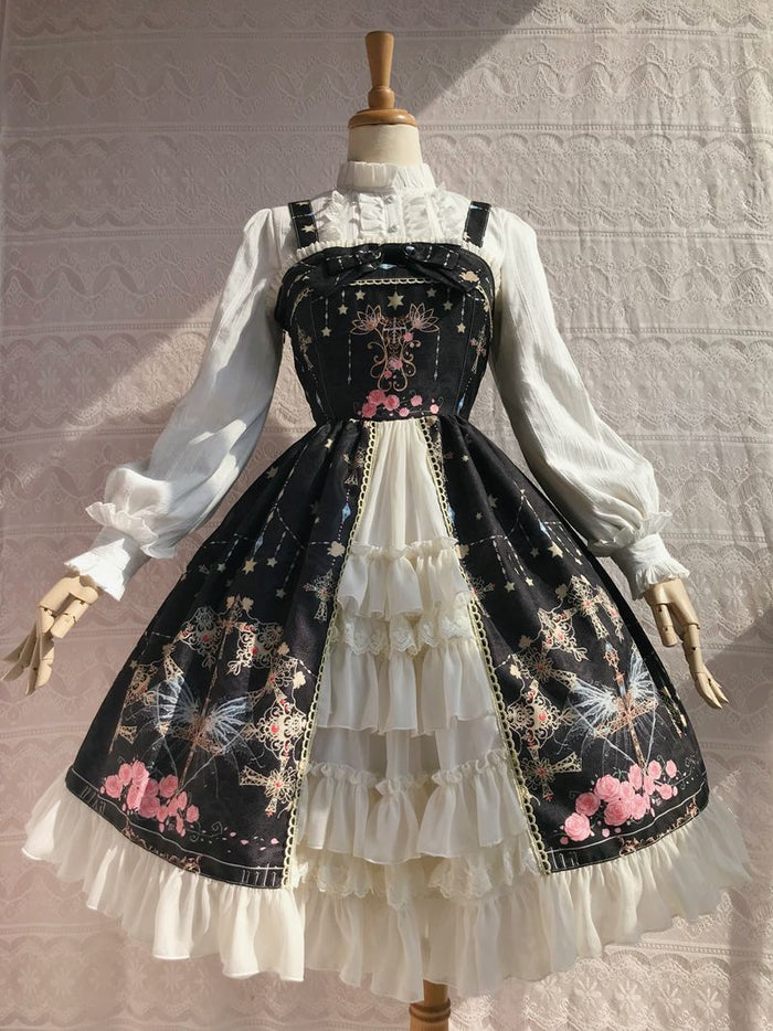 Peacock Cross Bustle Front Jumperskirt - Lolita Collective