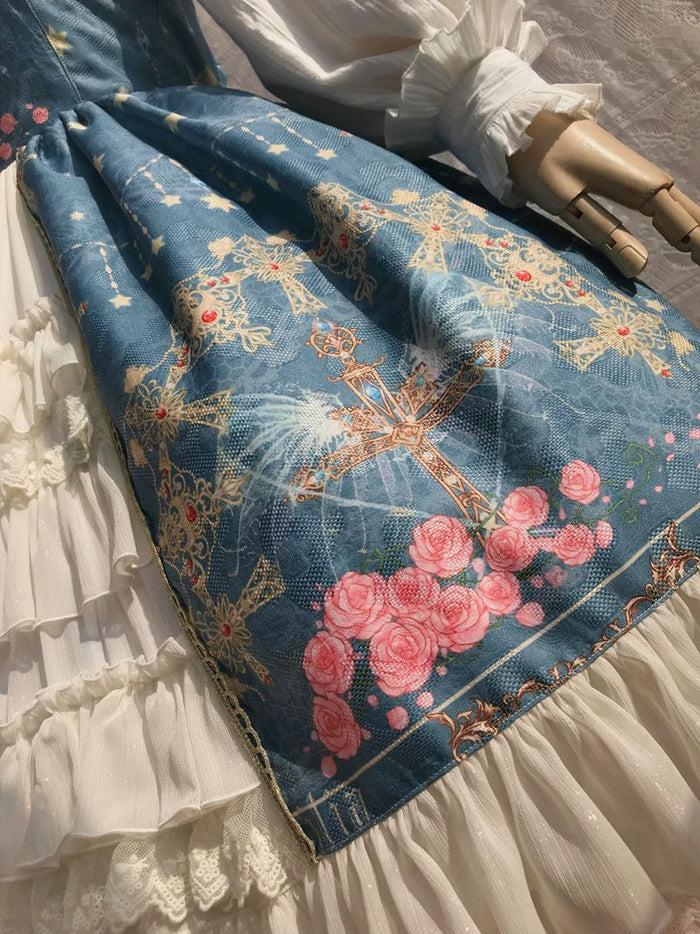 Peacock Cross Bustle Front Jumperskirt - Lolita Collective