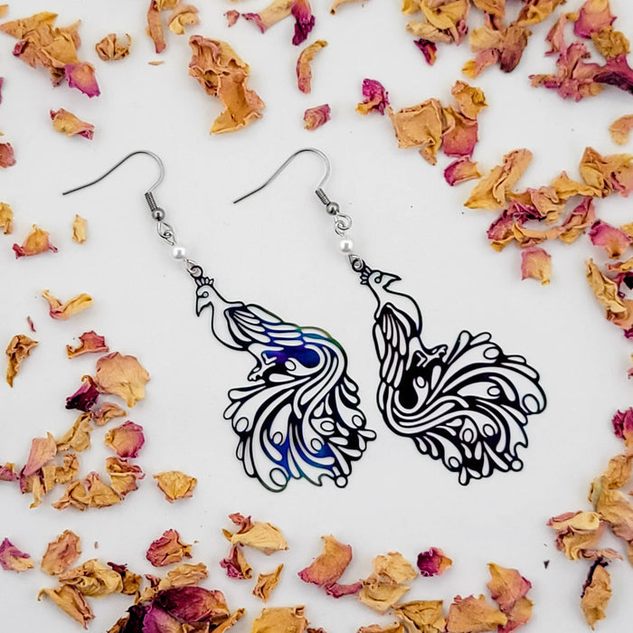 SFS! Rainbow Peacock Filigree Earrings