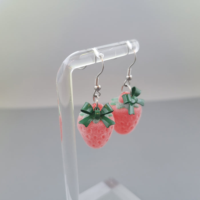 SFS! Sweet Flocked Strawberry Earrings