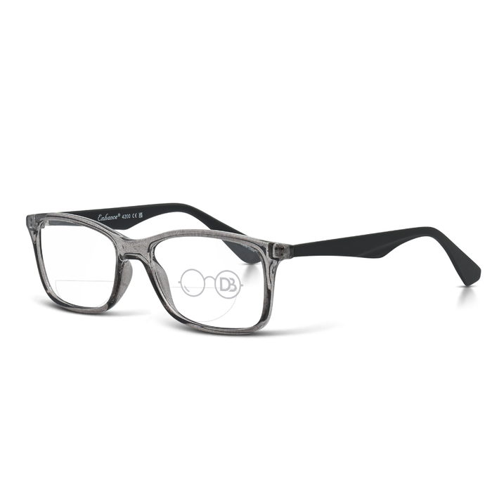 Clear Reading Glasses / Shiny Gray / Matte Black / Top .50 - Bottom 1.50