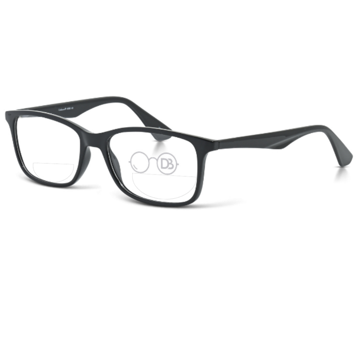 Clear Reading Glasses / Shiny Black / Top .50 - Bottom 1.50