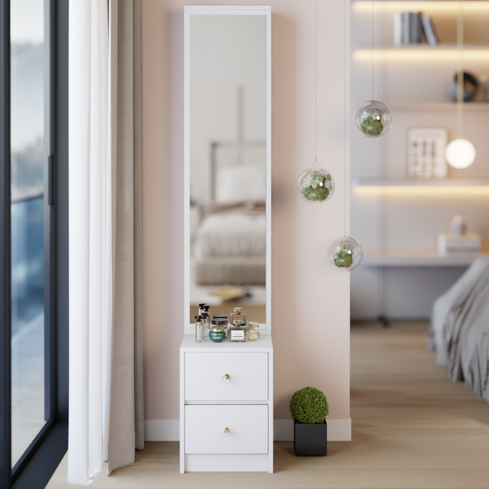 Simple Stylish Dressing Mirror Cabinet, Cosmetic Organizer Cabinet, Jewelry Cabinet, Extra Large Full Body Mirror, Multi Layer High Capacity Storage, 11.8' x 15.7' x 63', EPA, GCC, UL Certificate