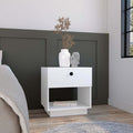 Single Drawer Nightstand 19'H with Open Storage Shelf, White