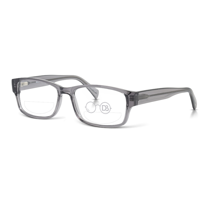 Clear Reading Glasses / Gray / Top .50 - Bottom 1.50