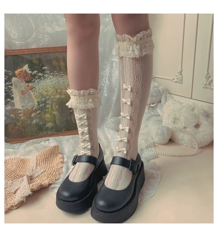 Small Bow Lace Socks