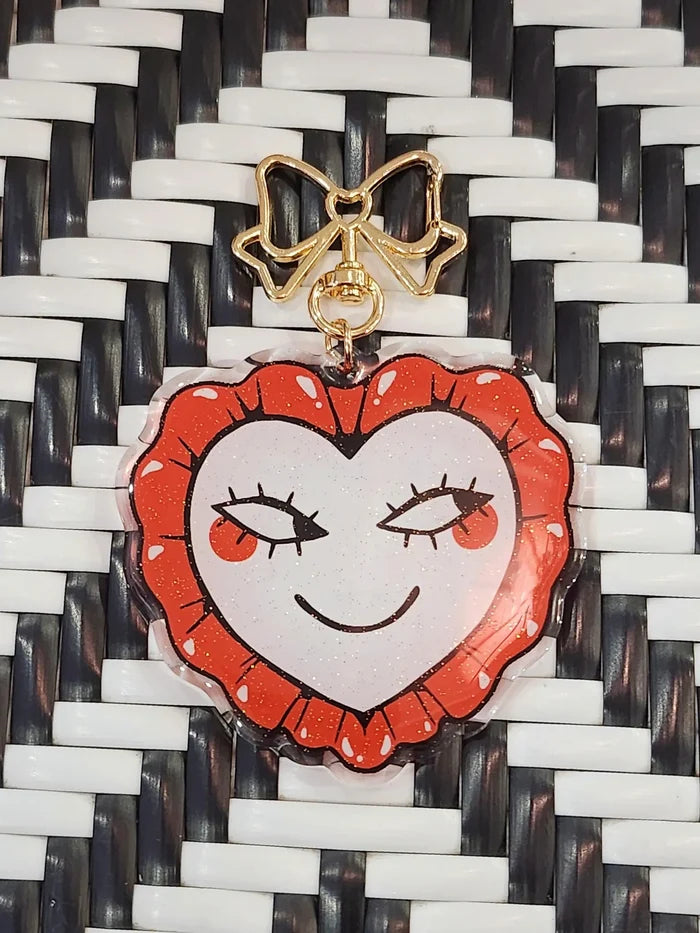 Smiling Crying Heart Keychain