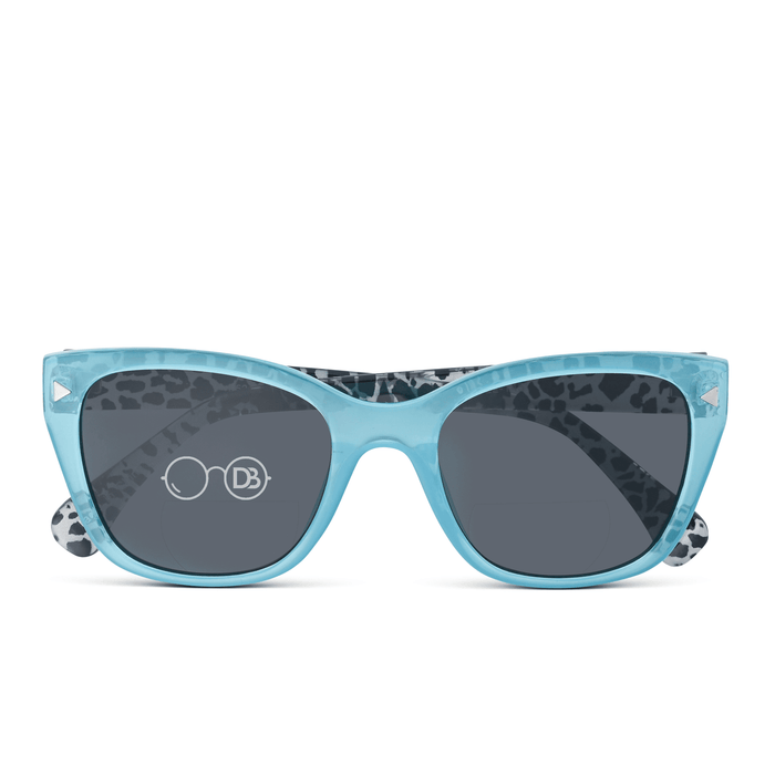 DebSpecs Soft Cat Bifocal Sun Reader oc 524bf Seafoam Green front folded view eyewear